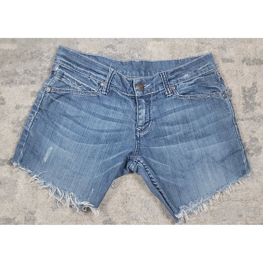 Petrol Women's Blue Denim Embroidered  Cutoff Jean Shorts Sz Med 30x6